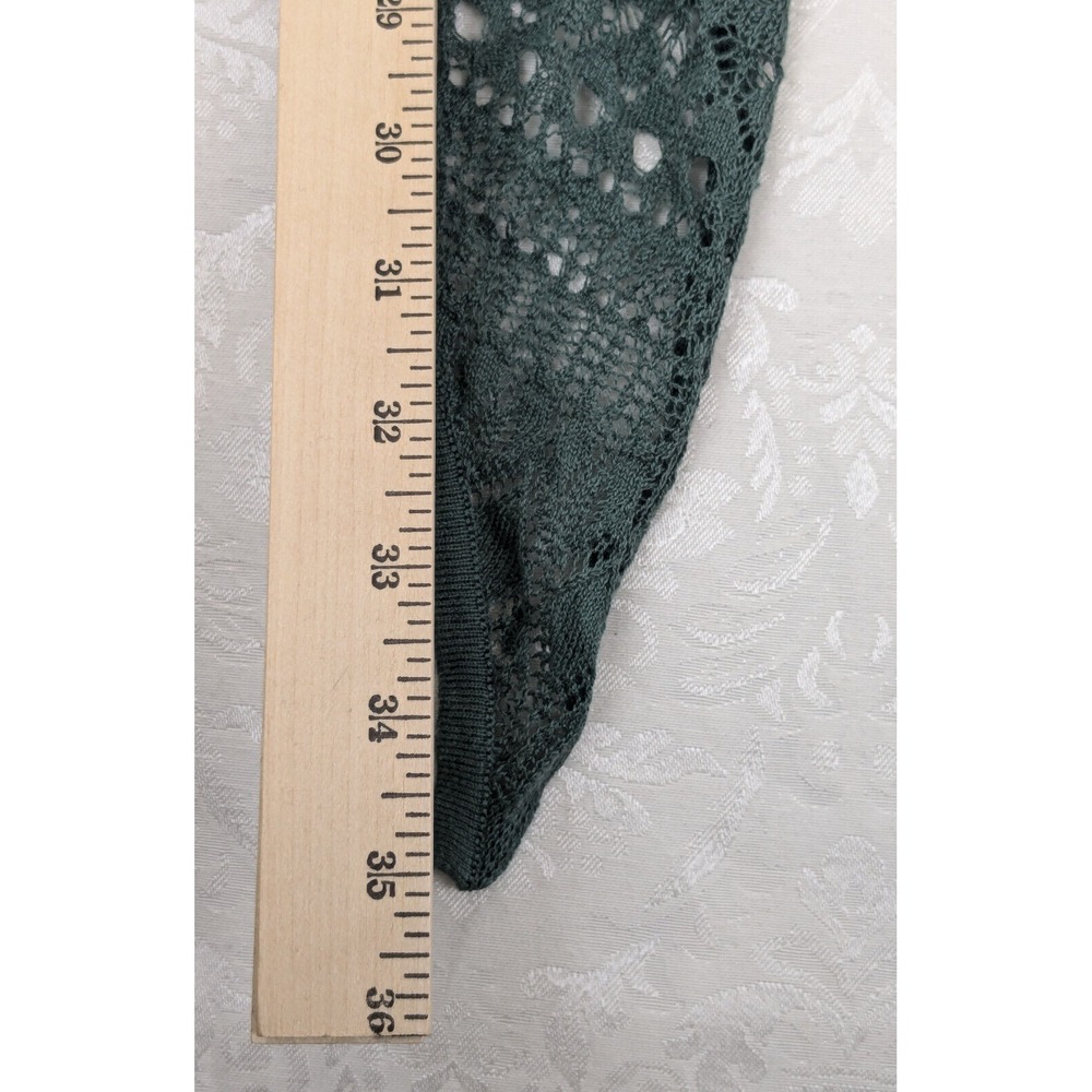 Peruvian Connection Green Crochet Open Bolero Cardigan Size M - Picture 11 of 13